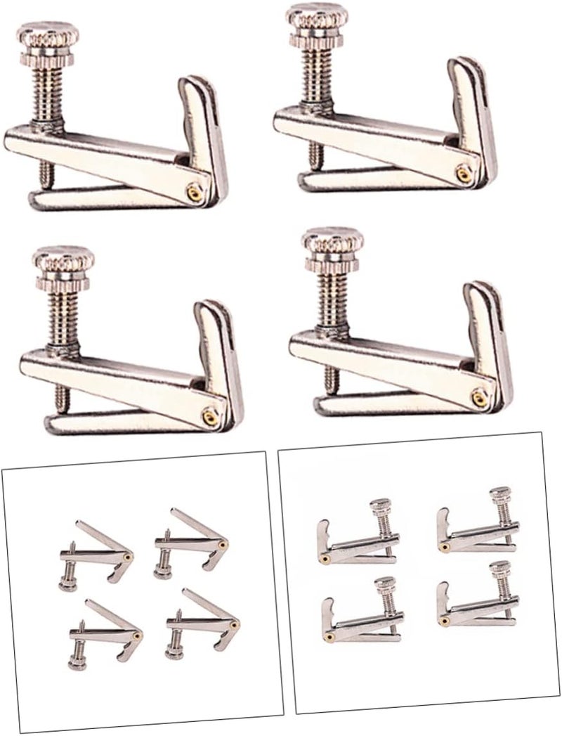 4pcs Violin String Adjusters with Gold Screws Silver Fine Tuners for Violins Easy Construction - Image 1
