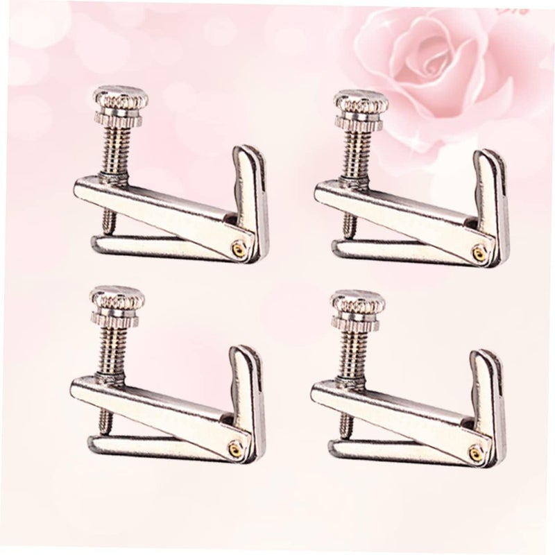 4pcs Violin String Adjusters with Gold Screws Silver Fine Tuners for Violins Easy Construction - Image 2