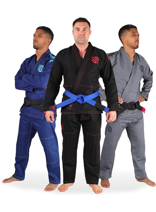 سنابول زيّ جيو جيتسو برازيلي أساسي للرجال | زيّ جيو جيتسو برازيلي | قماش قطني خفيف الوزن، معالج ضد الانكماش | أسود معتمد من الاتحاد الدولي للجيو جيتسو البرازيلي - Image 1