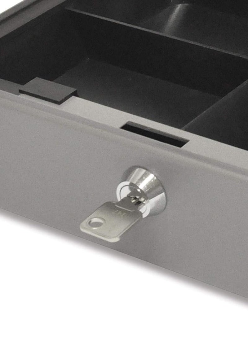 FIS FSCPTS0X20GY Steel Cash Box with Key Lock (Grey, 250 x 180 x 90mm, 10in) - Image 3