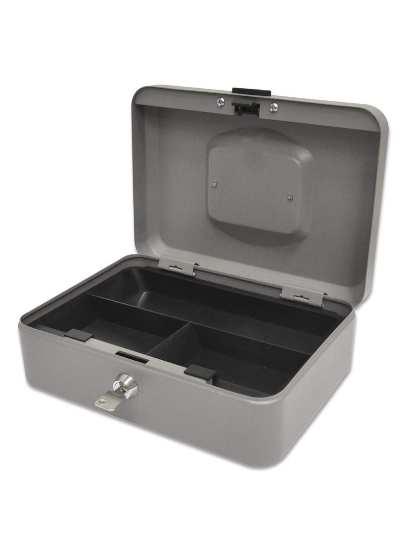 FIS FSCPTS0X20GY Steel Cash Box with Key Lock (Grey, 250 x 180 x 90mm, 10in) - Image 2