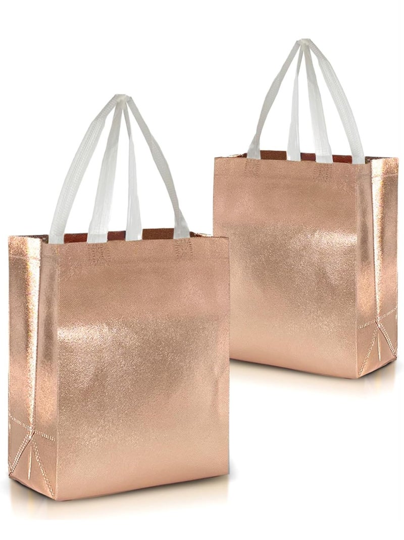 A.S Enterprises JOURNEY JOY Small Size Pack of 12Pcs Glossy Metallic Laminated Non-Woven Reusable Eco-Friendly Party Return Gift Bags (Rose Gold) Party Favor Bags -(EXTRA SMALL) 7X9X3 - Image 1