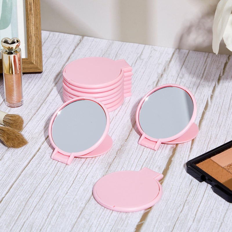 Jetec Compact Mirrors Bulk Gifts Mini Vintage Pocket Mirrors for Purse Small Portable Folding Round Makeup Stuffs for Travel Daily Use Party Favors Women (Pink,12 Pieces) - Image 4