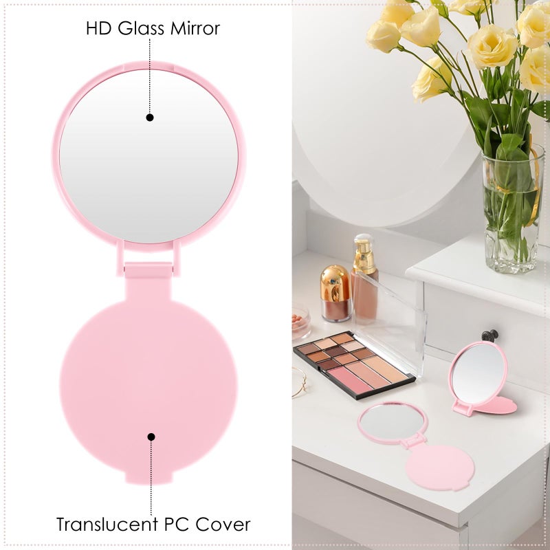 Jetec Compact Mirrors Bulk Gifts Mini Vintage Pocket Mirrors for Purse Small Portable Folding Round Makeup Stuffs for Travel Daily Use Party Favors Women (Pink,12 Pieces) - Image 3
