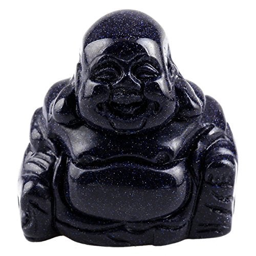 Rockcloud Healing Crystal Gemstone Carved Laughing Happy Buddha Feng Shui Figurines Wealth and Good Luck 1.5" - Image 1