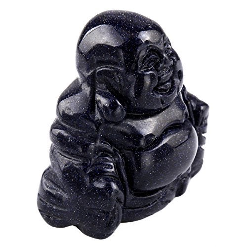 Rockcloud Healing Crystal Gemstone Carved Laughing Happy Buddha Feng Shui Figurines Wealth and Good Luck 1.5" - Image 2