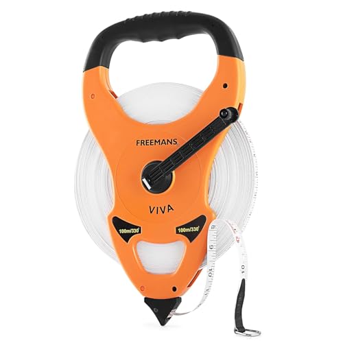 FREEMANS Viva Open Reel 100m:13mm Fibreglass Measuring tape - 100m/330ft With Unbreakable ABS case || Double Side Printing || Long and Durable Winding Handle For Easy Retraction and Steel End Hook - Image 1