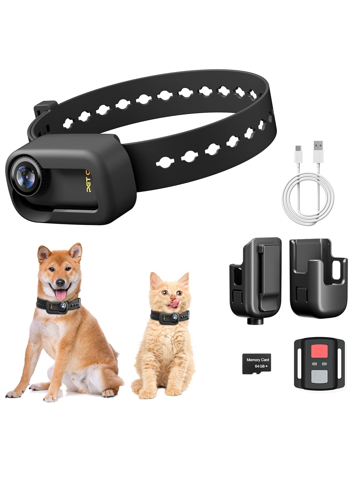 Barakah 4K HD Pet Collar Camera with WiF Mini Action Cam for Dogs and Cats with 64GB SD Card, Indoor/Outdoor Pet Monitoring Device, Perfect for Puppy Birthday Supplies