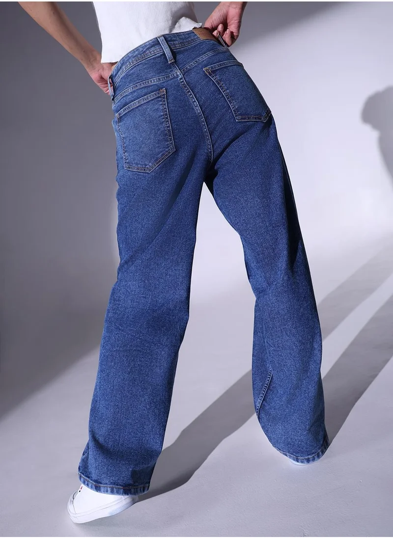 هوبرهولمي Relaxed Fit Heavy Fade Cargo Jeans for Women