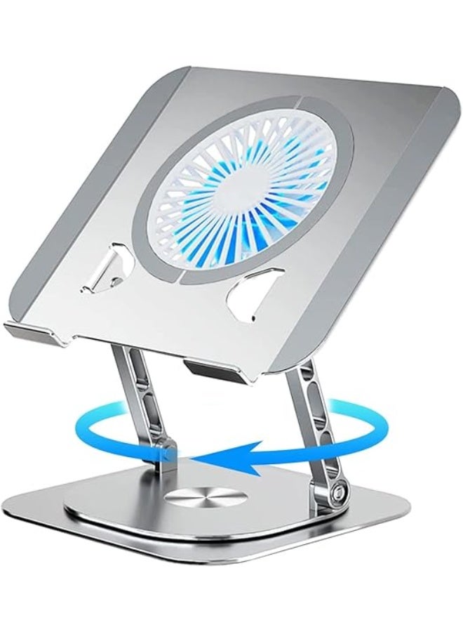 Laptop Stand with Cooling Fan – 360° Rotating & Adjustable Height Stand for 10–17" Laptops – Quiet Fan & Ergonomic Daily Use - Image 1