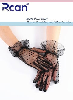 Rcan Ladies French Elegant Vintage Mesh Sunscreen Lace Gloves Bridal Wrist Accessories Short Gloves for Prom Party Wedding Tea Party Cosplay for Women Free Size  - Image 4