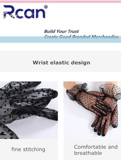 Rcan Ladies French Elegant Vintage Mesh Sunscreen Lace Gloves Bridal Wrist Accessories Short Gloves for Prom Party Wedding Tea Party Cosplay for Women Free Size  - Image 3