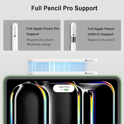 iMieet iPad Pro 13 Inch Case (M5/M4) 2025/2024 with Pencil Holder, Trifold Stand Smart Case with Soft TPU Back, Auto Wake/Sleep (Matcha Green) - Image 3