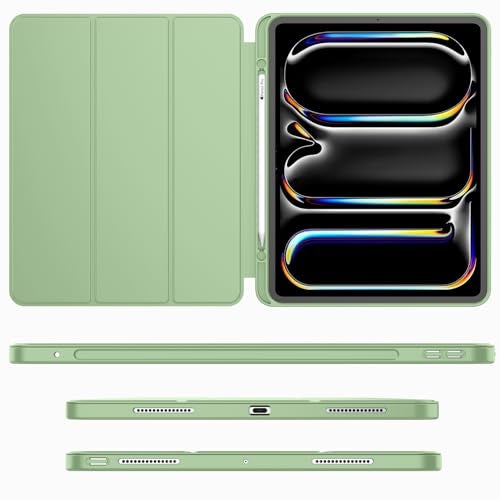 iMieet iPad Pro 13 Inch Case (M5/M4) 2025/2024 with Pencil Holder, Trifold Stand Smart Case with Soft TPU Back, Auto Wake/Sleep (Matcha Green) - Image 2