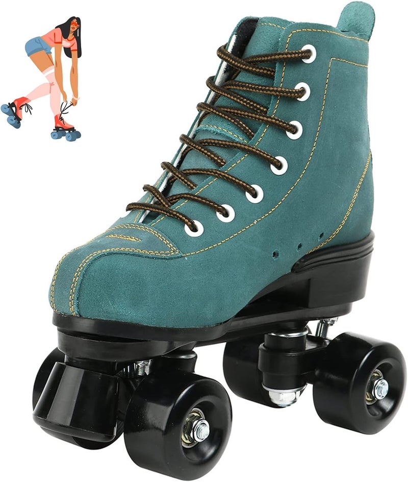 jessie High-Top Roller Skates for Men and Women - Adjustable Classic Four-Wheel Skates in Cyan - Image 1