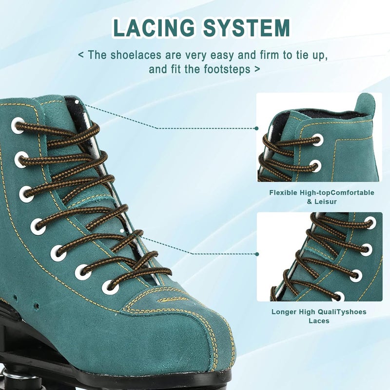 jessie High-Top Roller Skates for Men and Women - Adjustable Classic Four-Wheel Skates in Cyan - Image 5