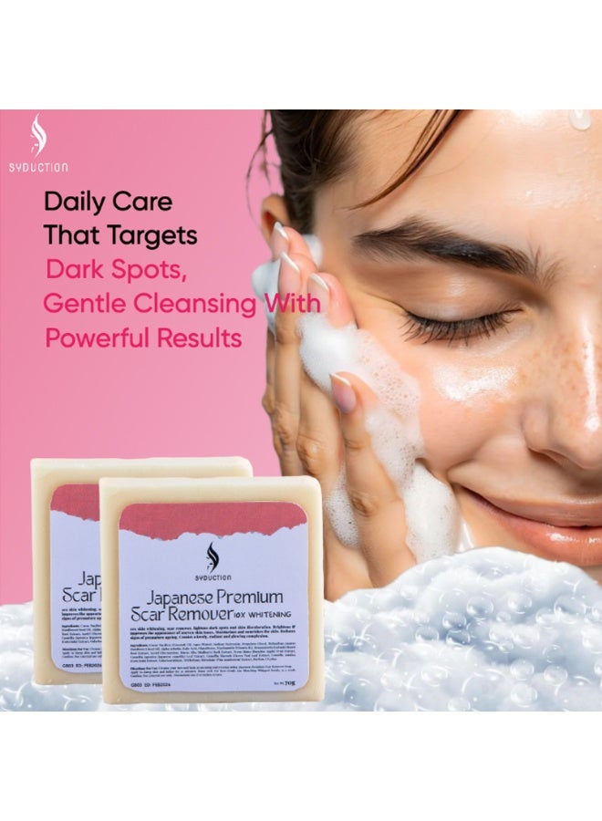 Syduction Japanese Skin Whitening Soap For Acne Scars Dark Spots Removal With Alpha Arbutin Niacinamide Brightening Hydrating Formula Gentle Daily Use Soap Bar For Smooth Glowing Skin 70g - Image 2