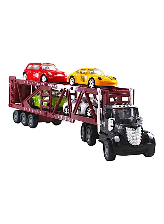 Toy Box Diecast Container Truck With 4 Pullback Cars Toys Platyset For Kids  - Image 2