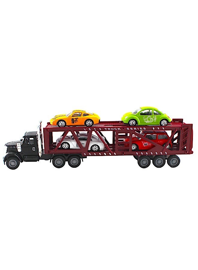 Toy Box Diecast Container Truck With 4 Pullback Cars Toys Platyset For Kids  - Image 3