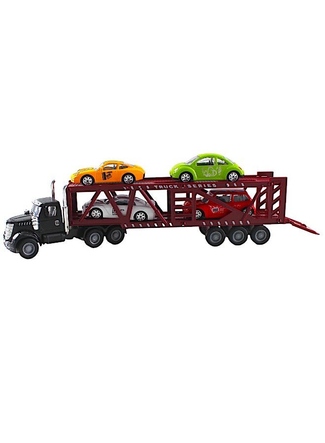 Toy Box Diecast Container Truck With 4 Pullback Cars Toys Platyset For Kids  - Image 4