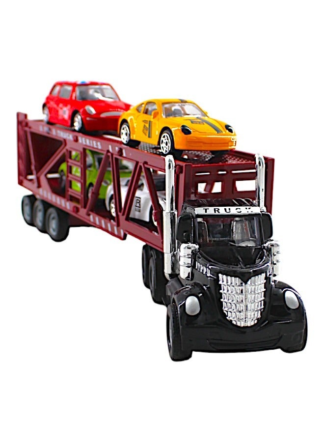 Toy Box Diecast Container Truck With 4 Pullback Cars Toys Platyset For Kids  - Image 5