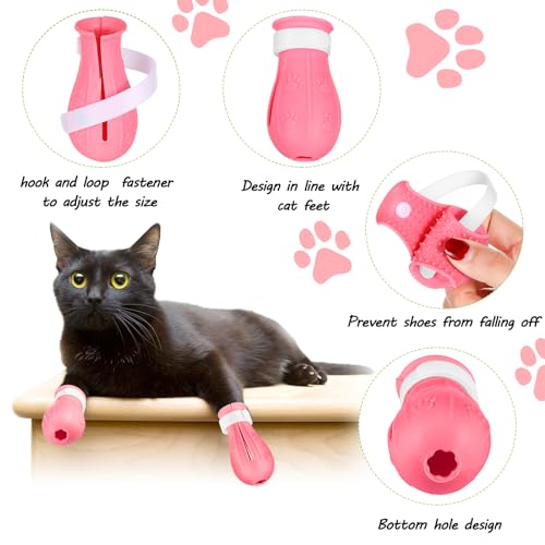 LEIFIDE Cat Muzzle for Grooming Cat Adjustable Hood with Paw Covers Nail Clipper Trimmer Brush Tick Remover Tool Kitten Breathable Anti Bite Muzzles Silicone Anti Scratch Boots for Cats Bathing Shaving - Image 3