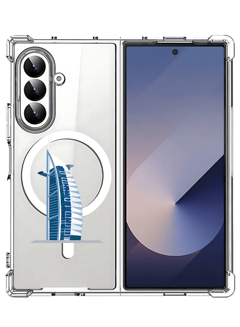Theodor Magnetic Case for Samsung Galaxy Z Fold 7 Compatible with MagSafe Wireless Charging, Shockproof Phone Bumper Cover Burj Al arab - Image 1