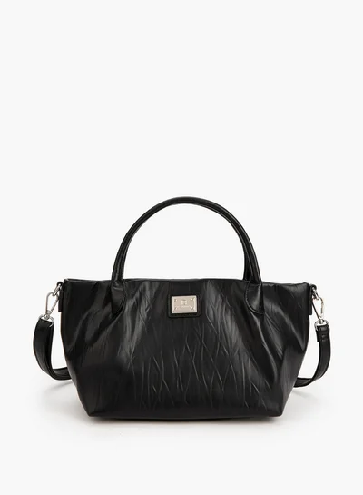 Flora Bella By Shoexpress Textured Tote Bag with Button Closure