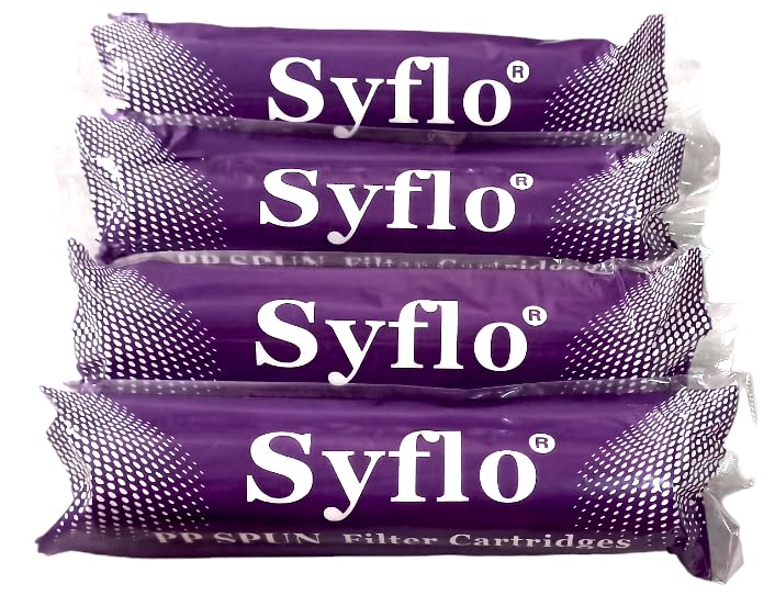 SYFLO Spun Filter Cartridge I 5 Micron 10" PP Spun Filter Candle Compatible for All Type RO Water Purifiers 10 inch Pre Filter Housing (4)  - Image 1