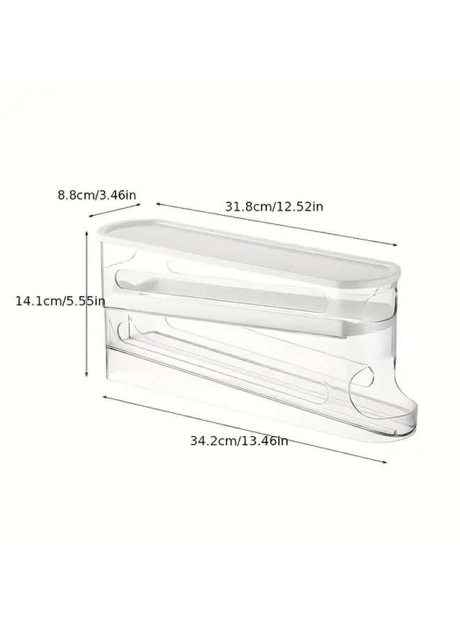 2 Tier Rolling Egg Holder White Space Saving Fridge Organizer With Anti Tip Design - Image 2