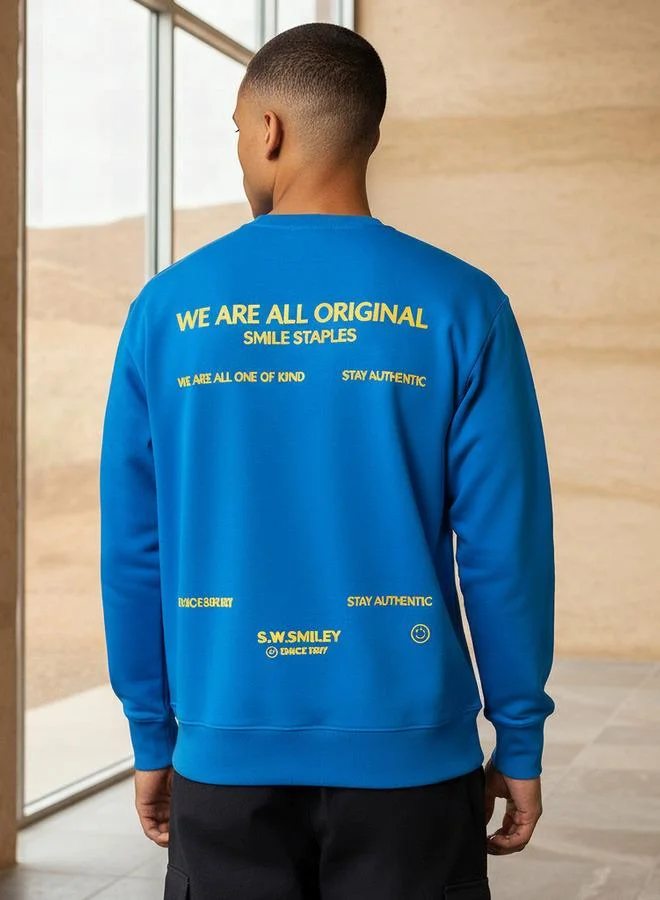 SP Characters  Men Regular Fit Smiley World Print Sweatshirt for Men | Best Price UAE