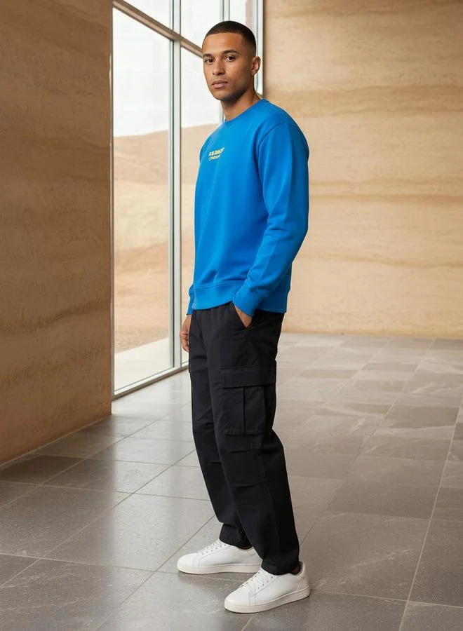 اس بي كاركترز Men Regular Fit Smiley World Print Sweatshirt