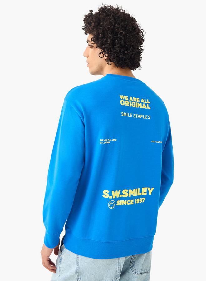 SP Characters Men Regular Fit Smiley World Print Sweatshirt - Image 4