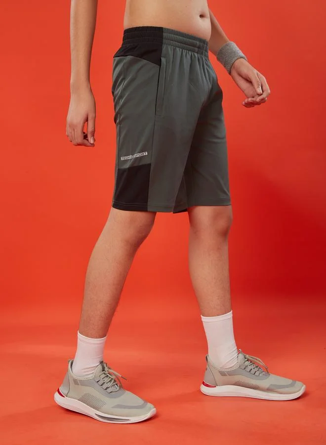 Technosport Technosport Boys Color Block Slim Fit Sports Shorts