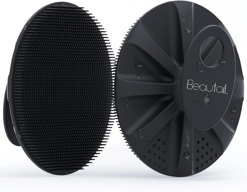 BEAUTAIL Silicone Body Scrubber Shower Bath Wash Brush Gentle Exfoliating Scrub Cleansing Loofah for Women Men Baby Sensitive Skin Easy to Clean Lather Nicely More Hygienic 1 Pack Black