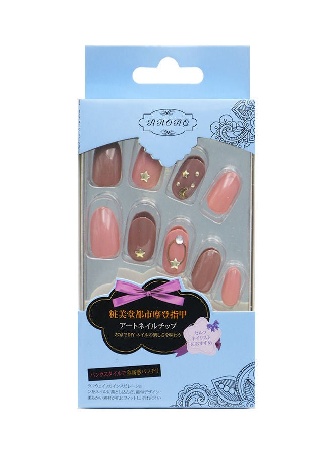 NIBEMINENT 24-Piece Magic Press Shiny False Nails with Beads Multicolour - Image 1