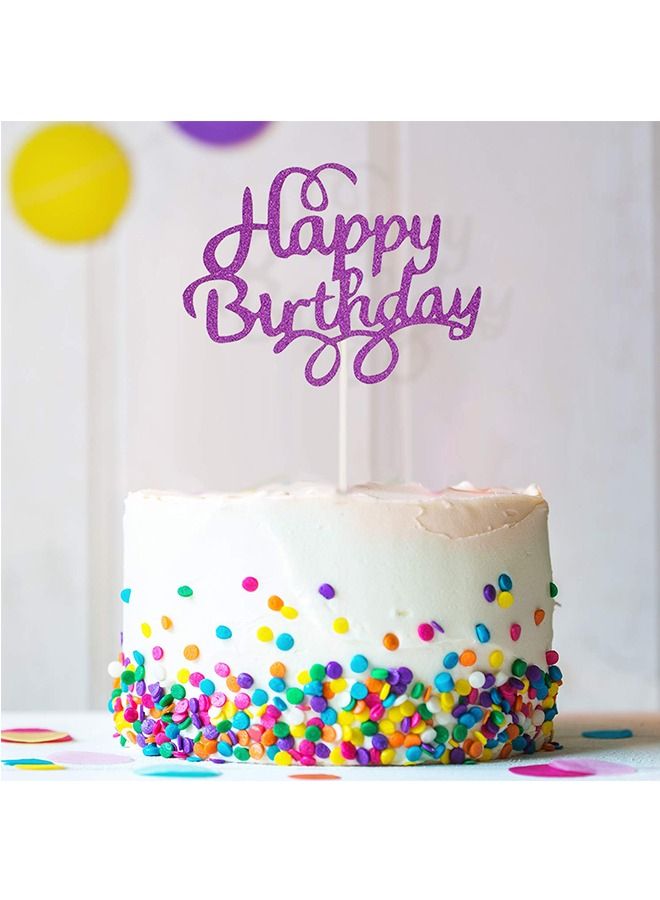 Ant 40-Pieces Happy Birthday Cake Insert Card Decorations Set, Glitter Birthday Cake Accessories for Children Adults, 8 Colors - Image 5