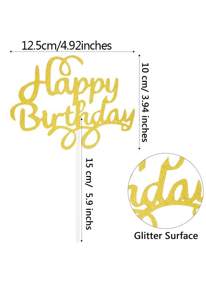 Ant 40-Pieces Happy Birthday Cake Insert Card Decorations Set, Glitter Birthday Cake Accessories for Children Adults, 8 Colors - Image 2