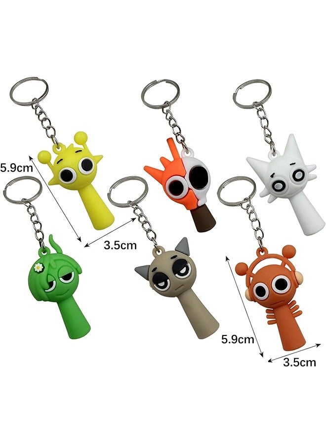Unewshi 12Pcs Sprunki Game Character Keychain, Cartoon Keychain, Cute Silicone Pendant Keychain, Suitable for Kids and Adults Birthday Easter Party Gift Backpack Accessories Keychain Keyring  - Image 2