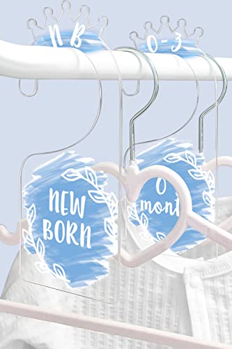 OneDream Baby Closet dividers Hanger separators - Set of 7 Baby Clothes dividers for Closet from Newborn to 24 Months, Acrylic Infant Clothes Divider (Blue) - Image 3