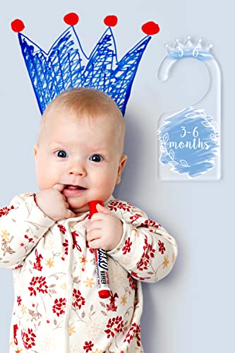 OneDream Baby Closet dividers Hanger separators - Set of 7 Baby Clothes dividers for Closet from Newborn to 24 Months, Acrylic Infant Clothes Divider (Blue) - Image 2