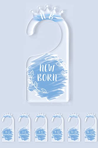 OneDream Baby Closet dividers Hanger separators - Set of 7 Baby Clothes dividers for Closet from Newborn to 24 Months, Acrylic Infant Clothes Divider (Blue) - Image 1