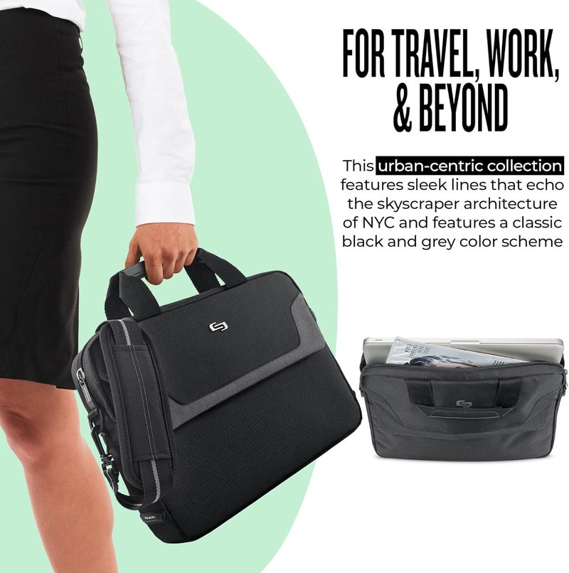 Solo Flatiron 14.1-Inch Laptop Slim Briefcase in Black/Grey - Image 5