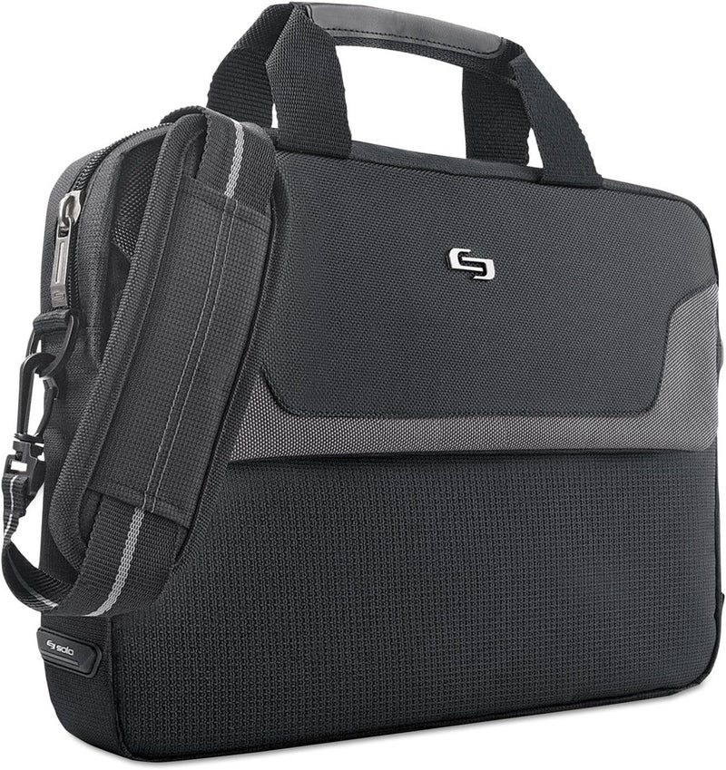 Solo Flatiron 14.1-Inch Laptop Slim Briefcase in Black/Grey - Image 4