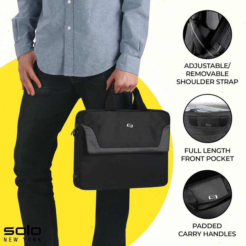 Solo Flatiron 14.1-Inch Laptop Slim Briefcase in Black/Grey - Image 2