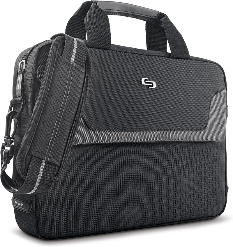 Solo Flatiron 14.1-Inch Laptop Slim Briefcase in Black/Grey - Image 1