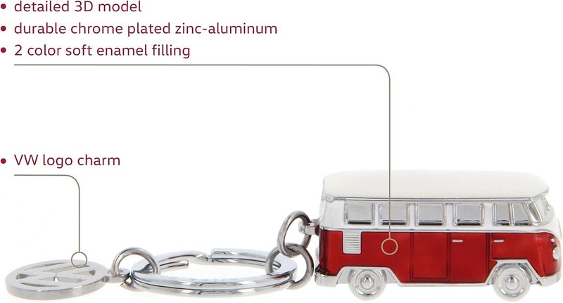 Brisa VW T1 Bus Keychain in Red and White - Image 2