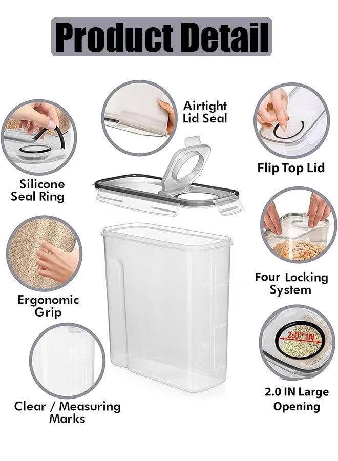 ايست من نون حاويات حفظ طعام، طقم مكوّن من 4 قطع محكمة الإغلاق، لتنظيم وتخزين الحبوب في المطبخ مع أغطية وملصقات، مصنوعة من مادة PP، مناسبة للاستخدام للأطعمة الجافة والرطبة سعة 3.7 لتر - Image 3