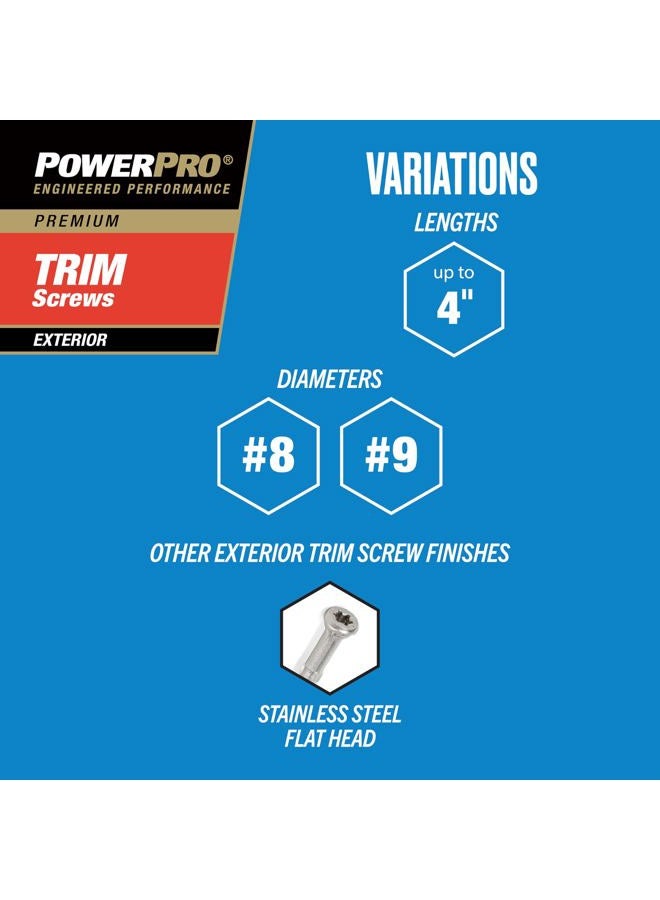 Power Pro 48633 Trim Screws, #8 x 3", All Purpose Wood, Deck, Composite, and Exterior Trim Screws, Rust Resistant, Bronze, 1lb Box, 108 pcs - Image 3