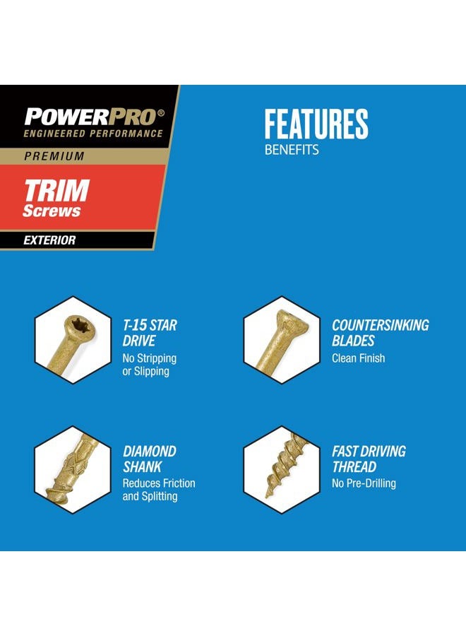 Power Pro 48633 Trim Screws, #8 x 3", All Purpose Wood, Deck, Composite, and Exterior Trim Screws, Rust Resistant, Bronze, 1lb Box, 108 pcs - Image 2